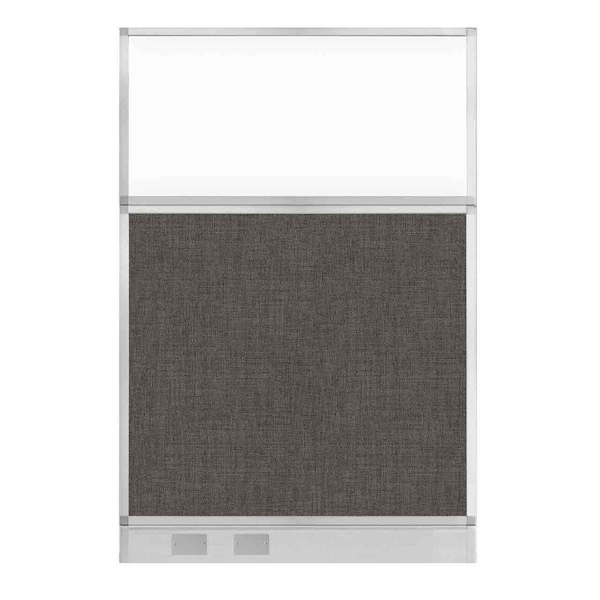 Hush Panel Cubicle Partition 4' x 6' W/ Window Mocha Fabric Clear Window W/ Cable Channel